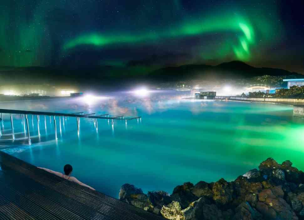 Experience Iceland's Blue Lagoon with Erupting Volcano View